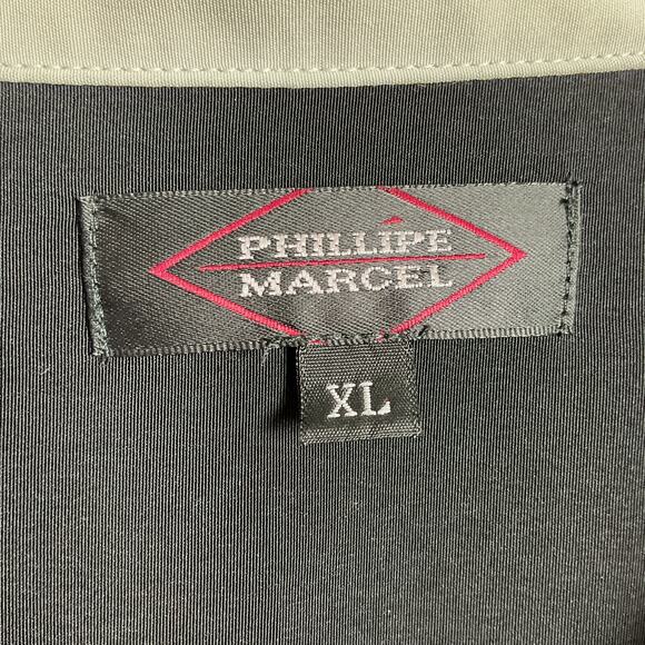 Phillipe Marcel Mens Collared Bowling Shirt Black and White Embroidered XL - Picture 5 of 9